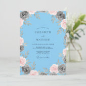 Invitation Mariage Sky Charcoal Bloom (Debout devant)