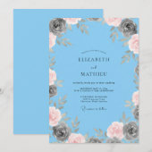 Invitation Mariage Sky Charcoal Bloom (Devant / Derrière)