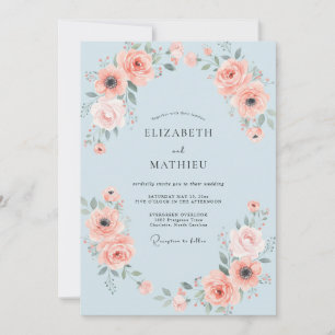 Invitation Mariage Sky Coral Paeony