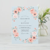 Invitation Mariage Sky Coral Paeony (Debout devant)