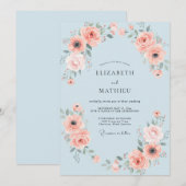 Invitation Mariage Sky Coral Paeony (Devant / Derrière)
