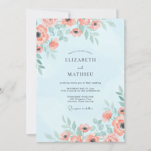 Invitation Mariage Sky Coral Poppy