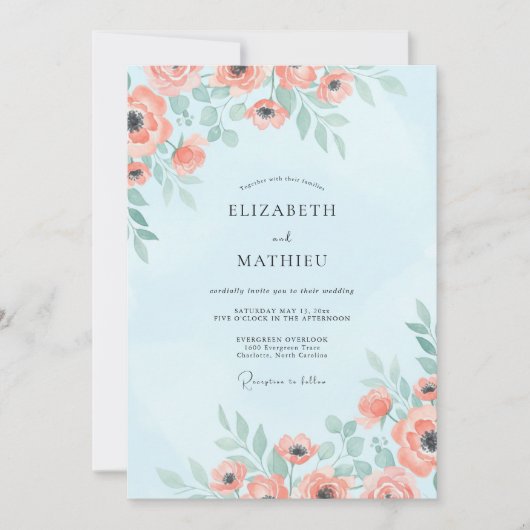 Invitation Mariage Sky Coral Poppy (Devant)