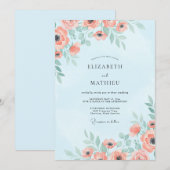 Invitation Mariage Sky Coral Poppy (Devant / Derrière)