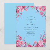 Invitation Mariage Sky Magenta Ranunculus Eucalyptus (Devant / Derrière)