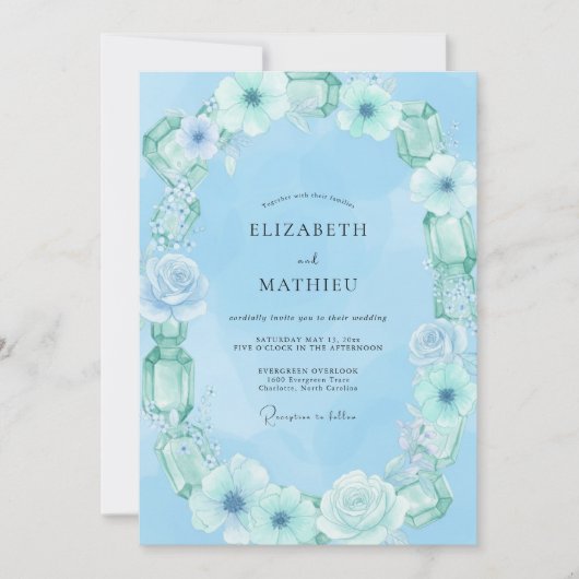 Invitation Mariage Sky Mint Bloom (Devant)