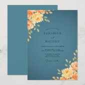 Invitation Mariage Slate Amber Bloom (Devant / Derrière)