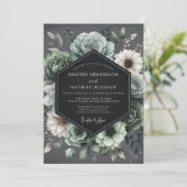 Invitation Mariage Slate Baroque Bloom (Debout devant)