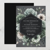 Invitation Mariage Slate Baroque Bloom (Devant / Derrière)