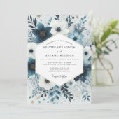 Invitation Mariage Slate Blue Frosty Flora (Debout devant)