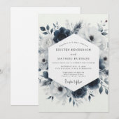 Invitation Mariage Slate Blue Icy Bloom (Devant / Derrière)