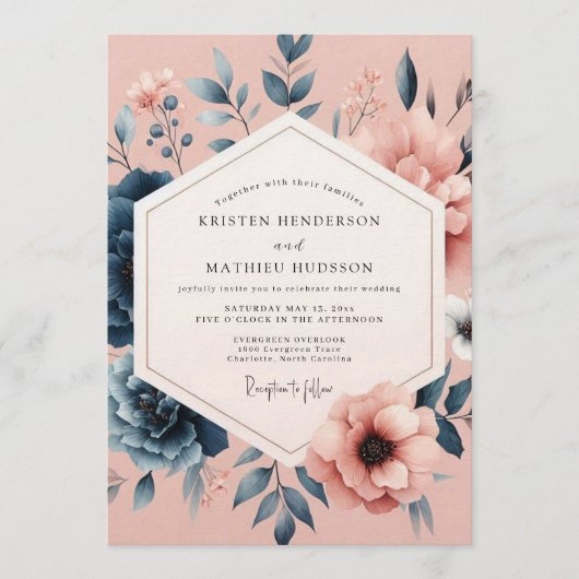 Invitation Mariage Slate Blush Dreamy Flora (Devant)