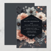 Invitation Mariage Slate Blush Moody Bloom (Devant / Derrière)