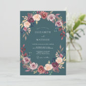Invitation Mariage Slate Bourgogne Fleurir (Debout devant)