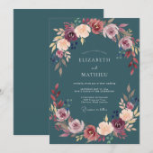 Invitation Mariage Slate Bourgogne Fleurir (Devant / Derrière)