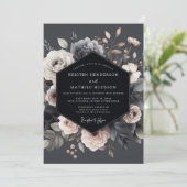 Invitation Mariage Slate Dramatic Flora (Debout devant)