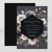 Invitation Mariage Slate Dramatic Flora (Devant / Derrière)