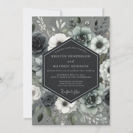 Invitation Mariage Slate Moonlit Bloom (Devant)