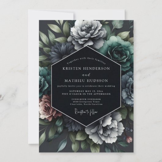 Invitation Mariage Slate Opulent Flora (Devant)