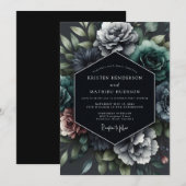 Invitation Mariage Slate Opulent Flora (Devant / Derrière)