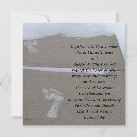 Invitation Mariage Snowy Footprints (Devant)