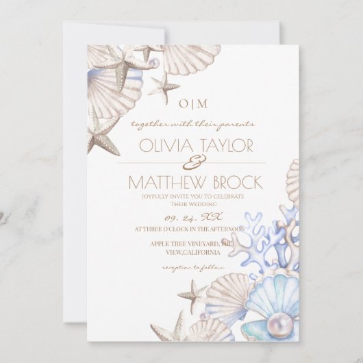 Invitation Mariage Soft Elegant Ocean Beach (Devant)
