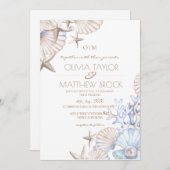 Invitation Mariage Soft Elegant Ocean Beach (Devant / Derrière)