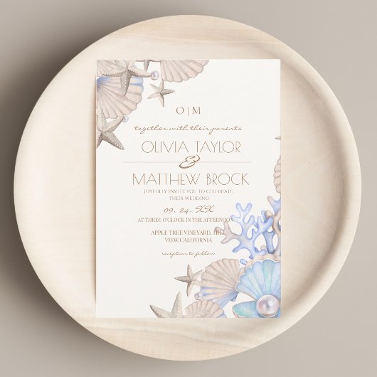 Invitation Mariage Soft Elegant Ocean Beach