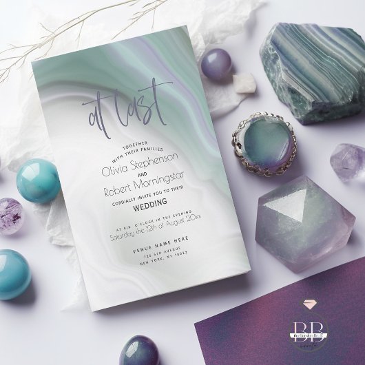 Invitation MARIAGE | Soft Misty Jade et Violet Marble Invit