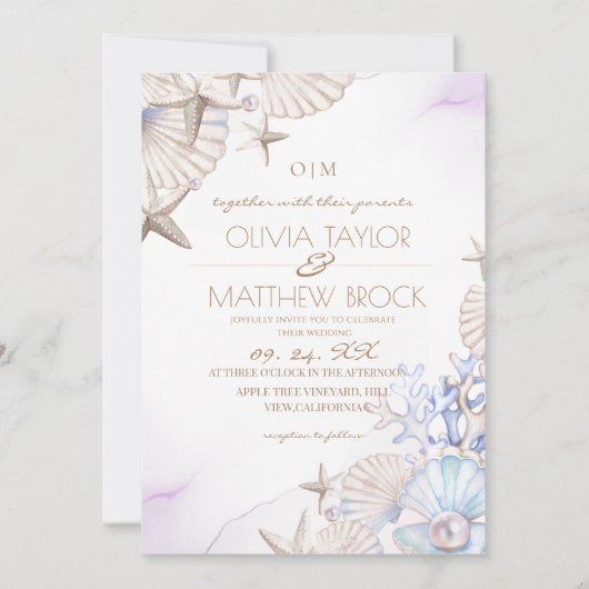 Invitation Mariage Soft Ocean Beach (Devant)