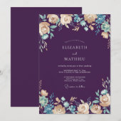 Invitation Mariage Soirée Humeur Deep Purple (Devant / Derrière)