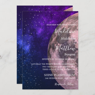 Invitation Mariage Soirée Sky Moon Stars Purple Mariage