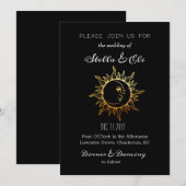 Invitation Mariage solaire céleste et lunaire Gold Foil (Devant / Derrière)