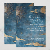 Invitation Mariage Soleil Doré & Ciel Étoilé (Devant / Derrière)
