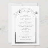 Invitation Mariage Soleil Lune Céleste Argent Blanc (Devant)