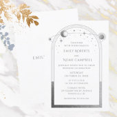 Invitation Mariage Soleil Lune Céleste Argent Blanc
