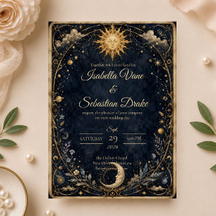 Invitation Mariage Soleil Lune Vintage Céleste