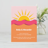 Invitation Mariage soleil rose orange d'été (Debout devant)
