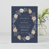 Invitation Mariage Solennel de Soirée Bleu Marine (Debout devant)