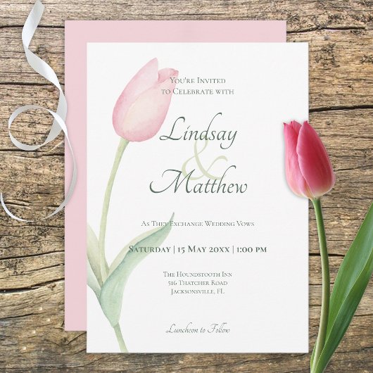 Invitation Mariage solo Tulip rose