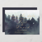 Invitation Mariage sombre et éthéré en forêt Save The Date (Devant / Derrière)