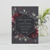 Invitation Mariage sombre flore Claret (Debout devant)