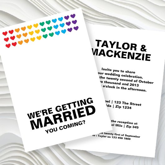 Invitation Mariage Sonne Gay Fun Rainbow Pride
