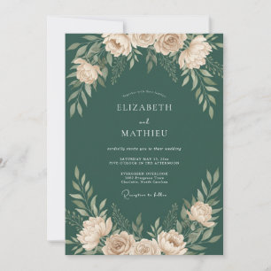 Invitation Mariage Sophistiqué dans les Bois en Vert Chasseur