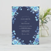 Invitation Mariage Sophistiqué de Minuit Navy (Debout devant)