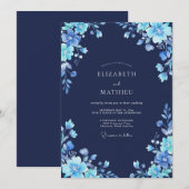 Invitation Mariage Sophistiqué de Minuit Navy (Devant / Derrière)