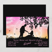 Invitation Mariage sous la lune orange rose Fuites amoureuses (Devant / Derrière)