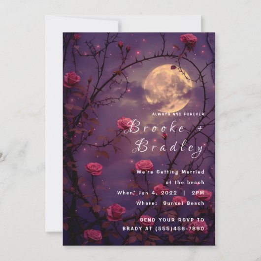 Invitation Mariage sous la Lune Rose (Devant)