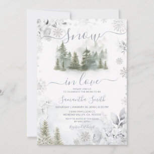 Invitation Mariage sous la neige Arbre de pin d'hiver argenté