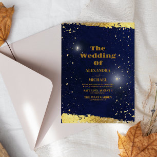 Invitation Mariage sous la pleine lune dans un ciel étoilé